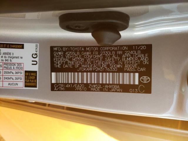 JTDKAMFP2M3176330 TOYOTA PRIUS 2021