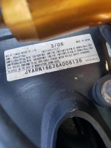 2006 YAMAHA YZFR1 JYARN15E76A006136