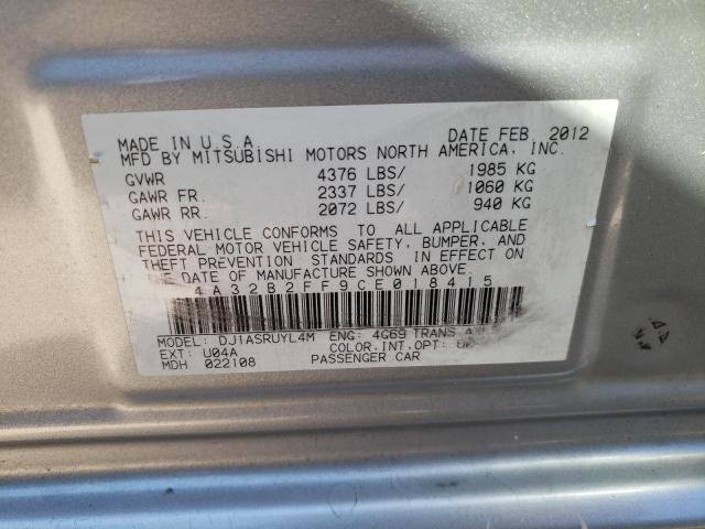 2012 MITSUBISHI GALANT FE 4A32B2FF9CE018415
