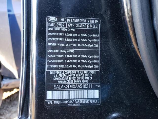 2010 LAND ROVER LR4 HSE LU SALAK2D4XAA518211