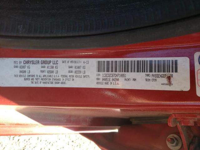 2013 DODGE AVENGER SX 1C3CDZCB7DN710951