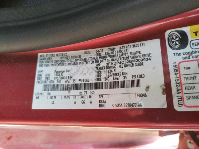 2011 FORD FIESTA SEL 3FADP4CJ2BM209934