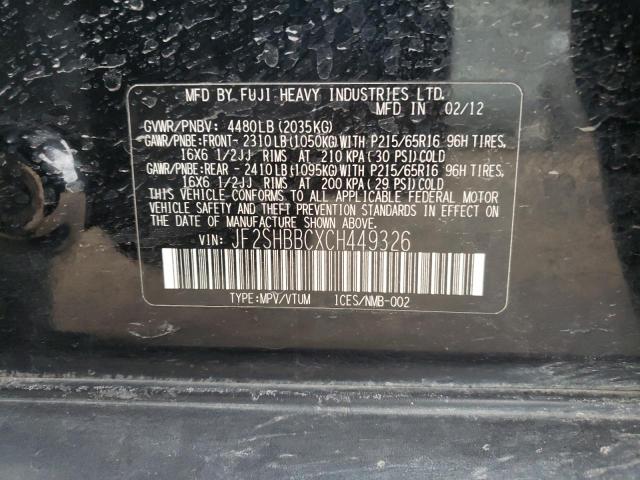 2012 SUBARU FORESTER JF2SHBBCXCH449326
