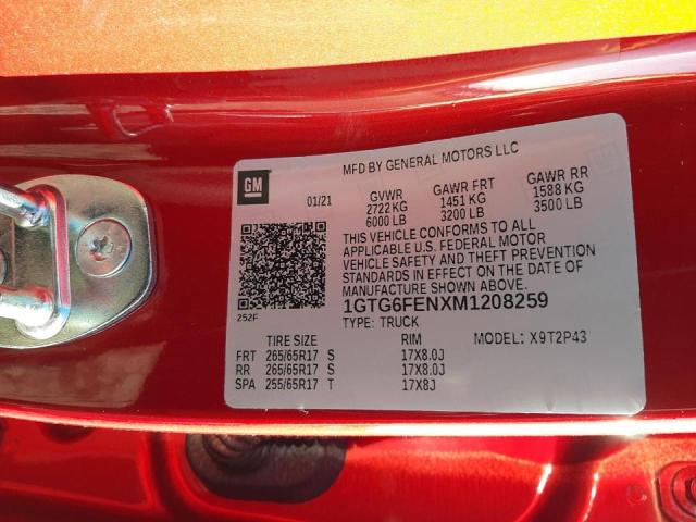 2021 GMC CANYON AT4 1GTG6FENXM1208259