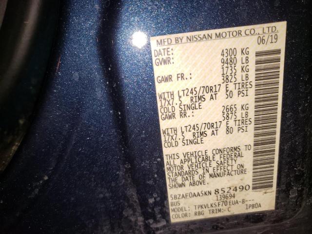 2019 NISSAN NV 3500 5BZAF0AA5KN852490