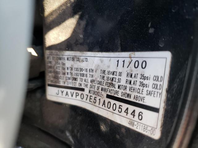 2001 YAMAHA MOTORCYCLE JYAVP07E51A005446