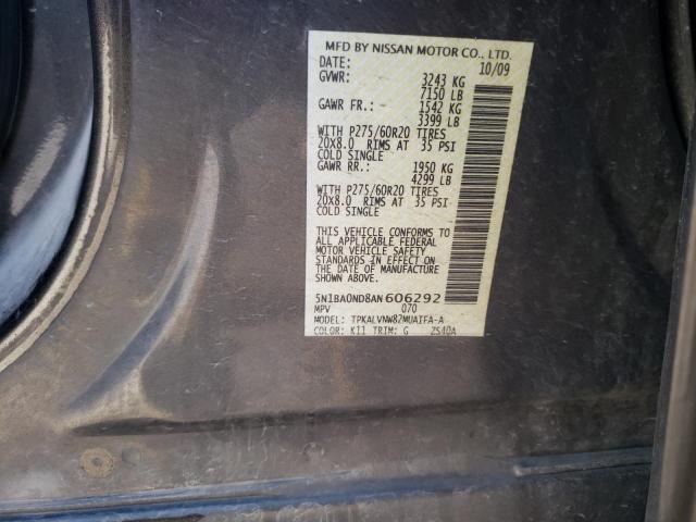 2010 NISSAN ARMADA SE 5N1BA0ND8AN606292