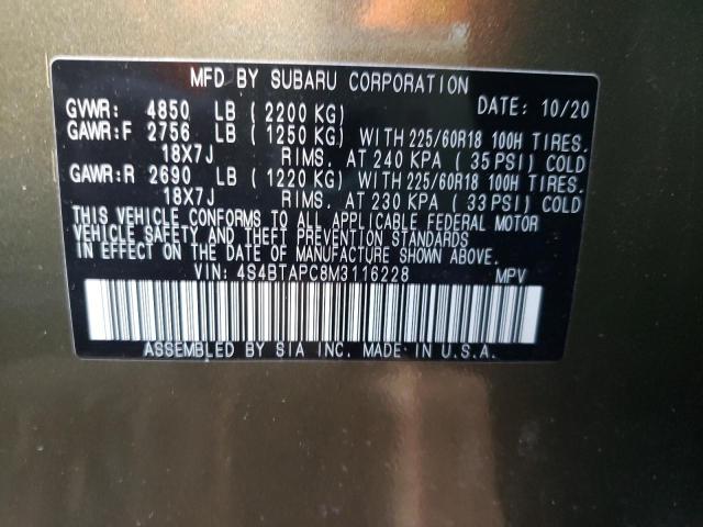 2021 SUBARU OUTBACK TO 4S4BTAPC8M3116228