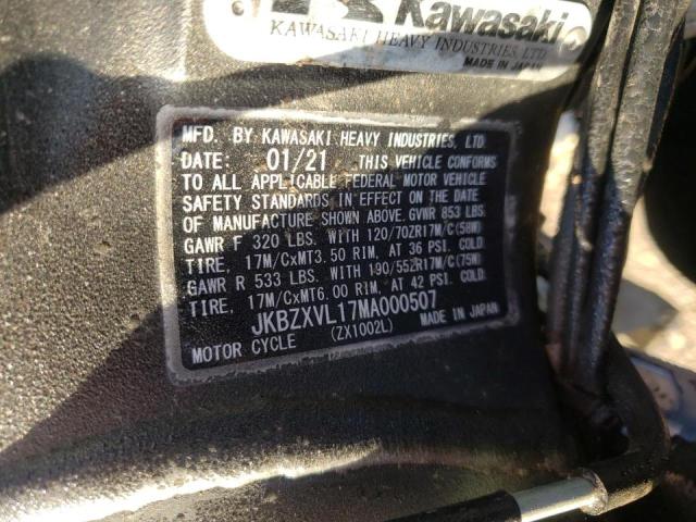 2021 KAWASAKI ZX1002 L JKBZXVL17MA000507