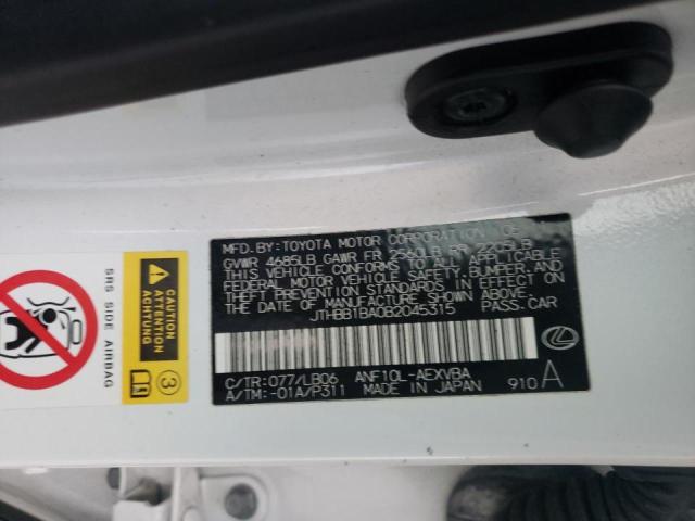 2011 LEXUS HS 250H JTHBB1BA0B2045315