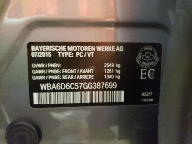 2016 BMW 650 XI GRA WBA6D6C57GG387699