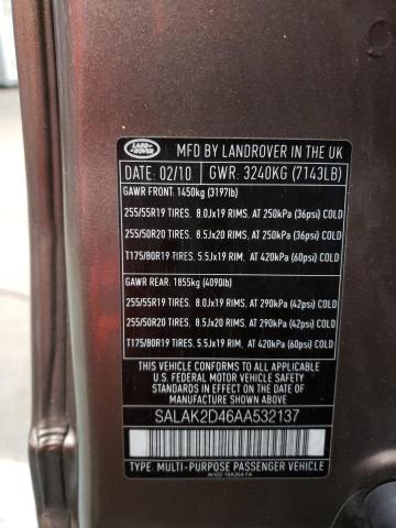 2010 LAND ROVER LR4 HSE LU SALAK2D46AA532137