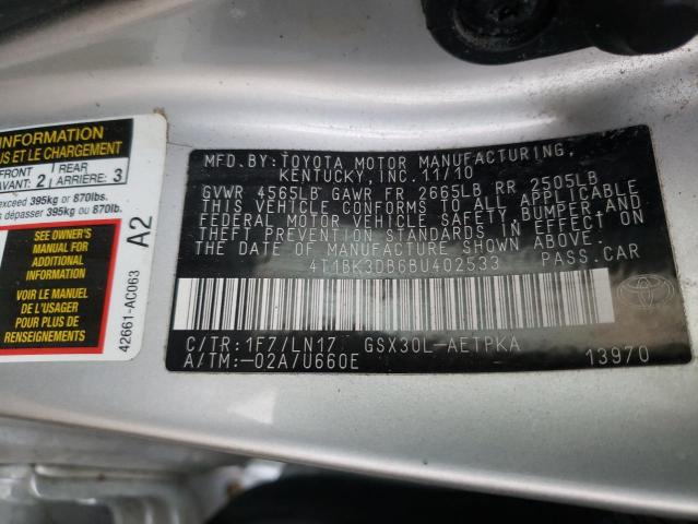 2011 TOYOTA AVALON BAS 4T1BK3DB6BU402533