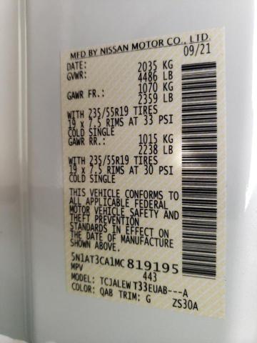 2021 NISSAN ROGUE SL 5N1AT3CA1MC819195