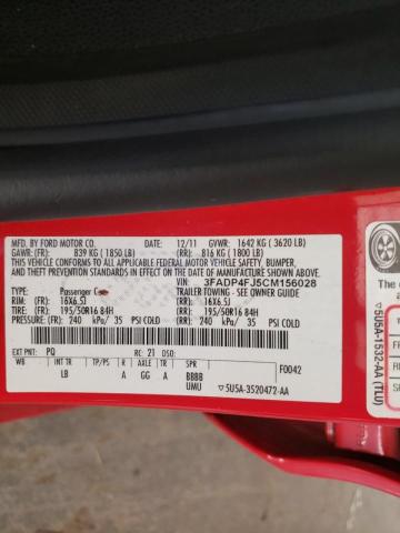 2012 FORD FIESTA SES 3FADP4FJ5CM156028
