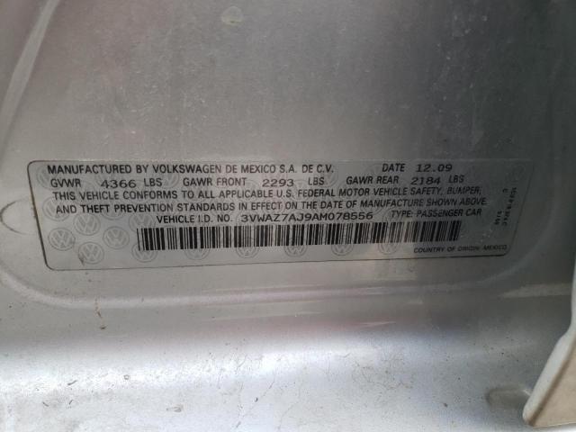 2010 VOLKSWAGEN JETTA LIMI 3VWAZ7AJ9AM078556