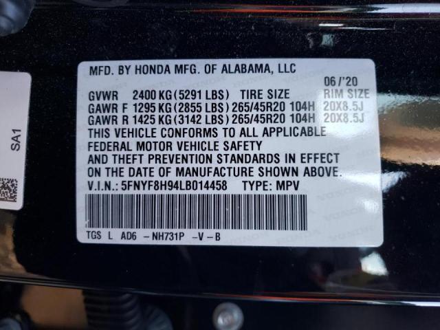 2020 HONDA PASSPORT T 5FNYF8H94LB014458
