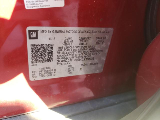 2019 CHEVROLET TRAX PREMI 3GNCJMSB9KL219536