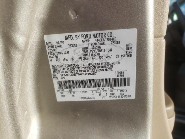 2010 FORD ESCAPE LIM - 1FMCU0E70AKD19357