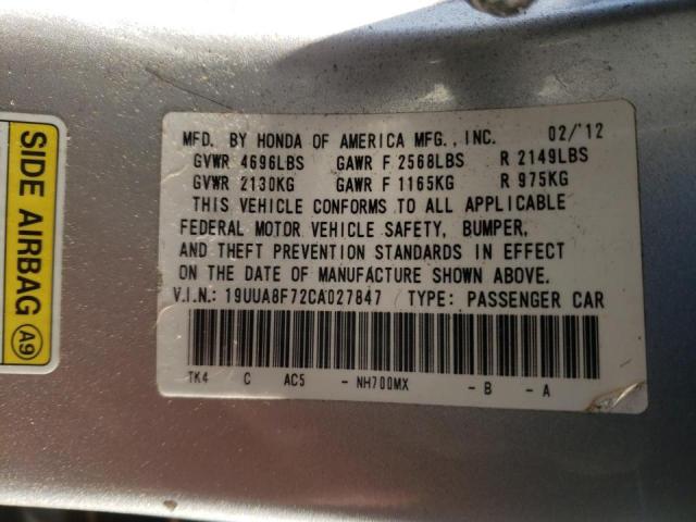 2012 ACURA TL 19UUA8F72CA027847