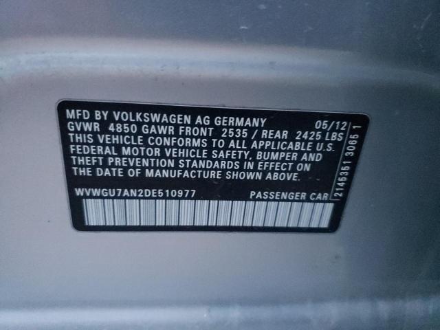 2013 VOLKSWAGEN CC VR6 4MO WVWGU7AN2DE510977