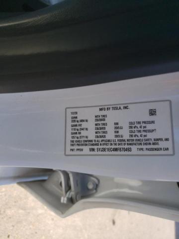 5YJ3E1EC4MF870493 Tesla Model 3 2021. Фото: 9