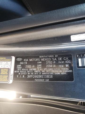 3KPF24AD8KE118658 KIA FORTE FE