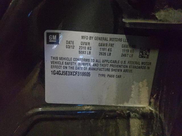 2012 BUICK LACROSSE T 1G4GJ5E3XCF318605