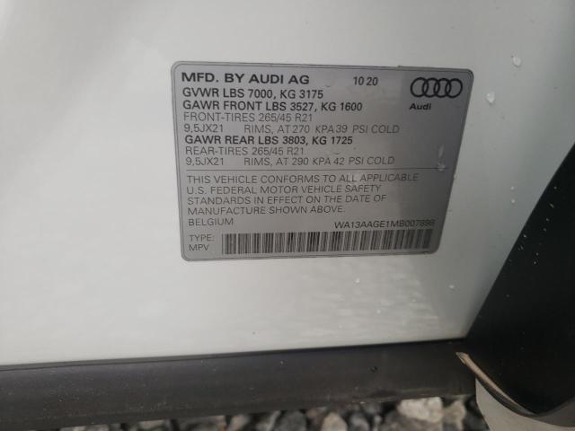 2021 AUDI E-TRON SPO WA13AAGE1MB007898