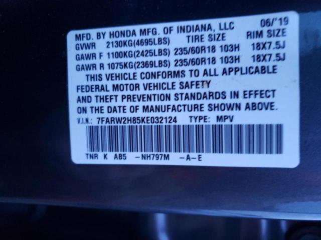 7FARW2H85KE032124 Honda Cr-V Exl 2019. Фото: 9