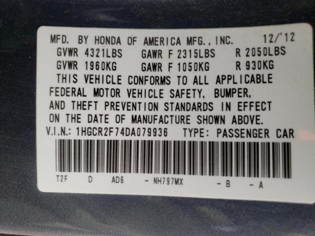 1HGCR2F74DA079936 Honda Accord Ex 2013. Фото: 9