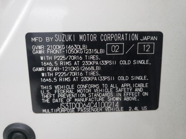 2012 SUZUKI GRAND VITA JS3TD0D64C4100214