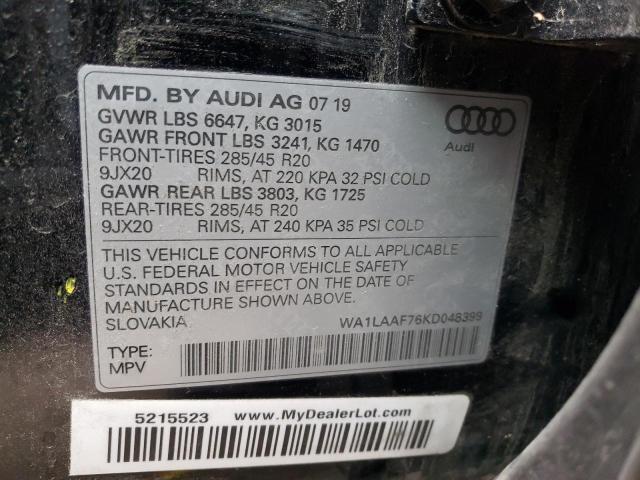 VIN WA1LAAF76KD048399 2019 Audi Q7, Premium Plus no.10