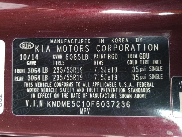 2015 KIA SEDONA SXL KNDME5C10F6037236
