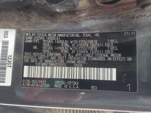2011 TOYOTA TUNDRA PU 5TFUM5F19BX022012