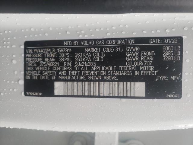2020 VOLVO XC90 T6 IN YV4A22PL7L1597914