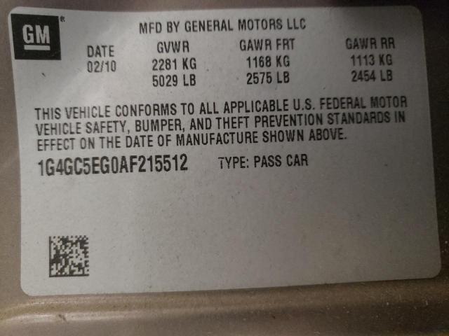 2010 BUICK LACROSSE C 1G4GC5EG0AF215512
