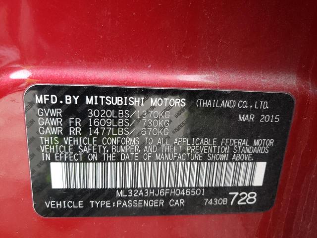 2015 MITSUBISHI MIRAGE DE ML32A3HJ6FH046501
