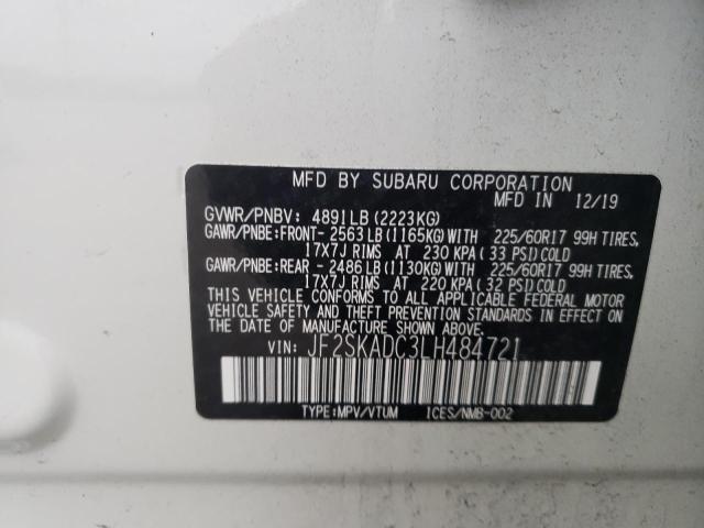 2020 SUBARU FORESTER JF2SKADC3LH484721