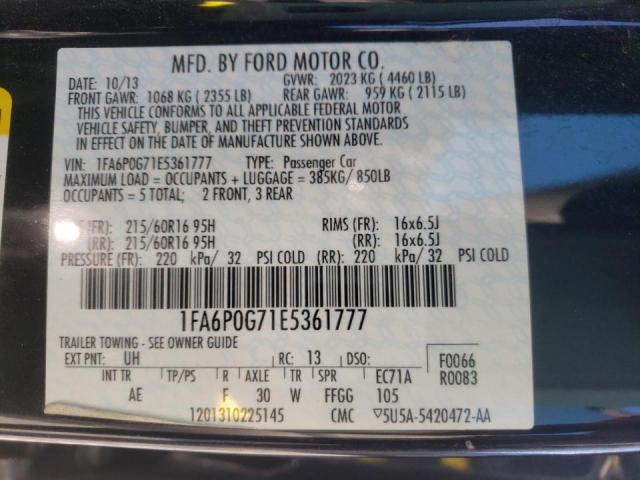 1FA6P0G71E5361777 Ford Fusion S 2014. Фото: 9