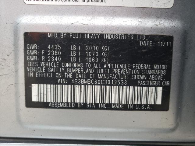2012 SUBARU LEGACY 2.5 - 4S3BMBC60C3012533