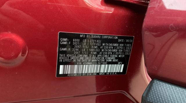 2020 SUBARU ASCENT LIM 4S4WMALD2L3471682