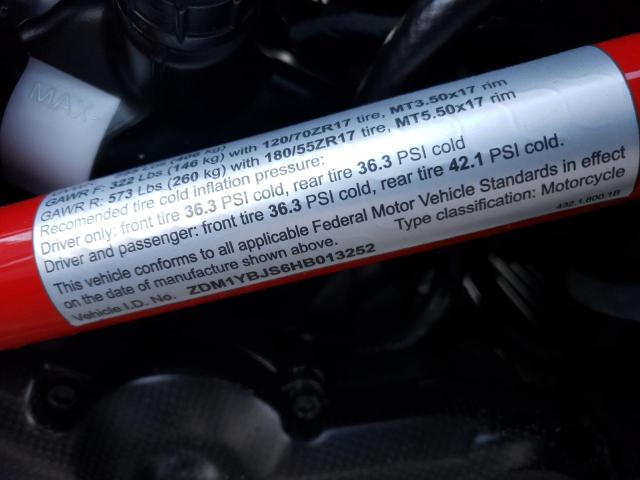 2017 DUCATI HYPERMOTAR ZDM1YBJS6HB013252
