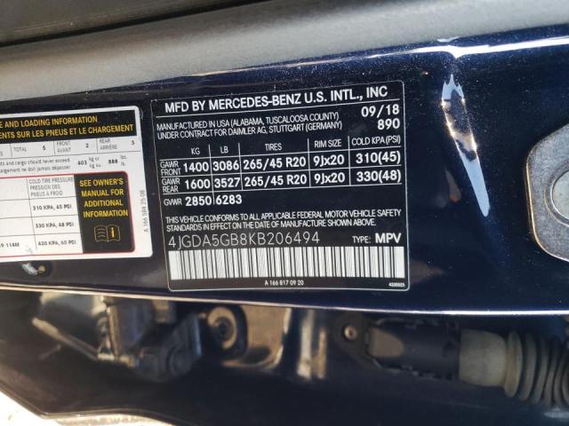2019 MERCEDES-BENZ GLE 400 4M 4JGDA5GB8KB206494