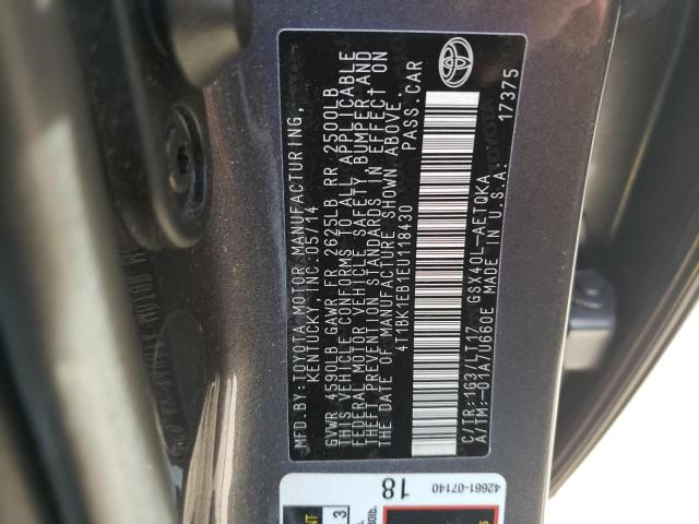 2014 TOYOTA AVALON BAS 4T1BK1EB1EU118430