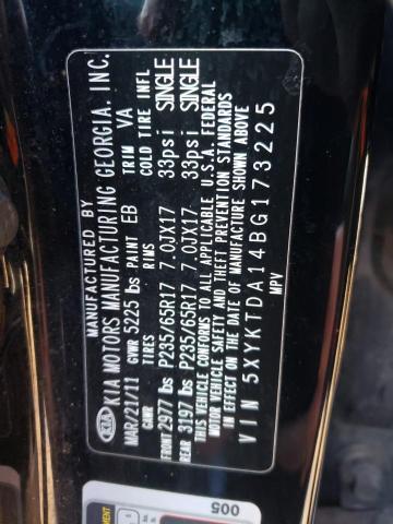 2011 KIA SORENTO BA 5XYKTDA14BG173225
