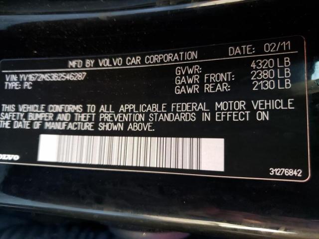 2011 VOLVO S40 T5 YV1672MS3B2546287