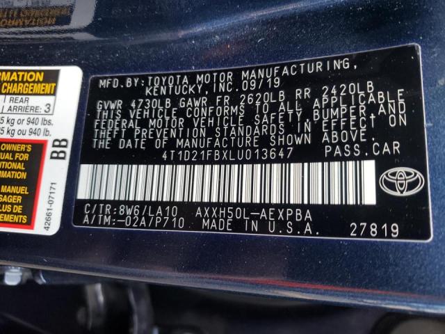 2020 TOYOTA AVALON LIM 4T1D21FBXLU013647