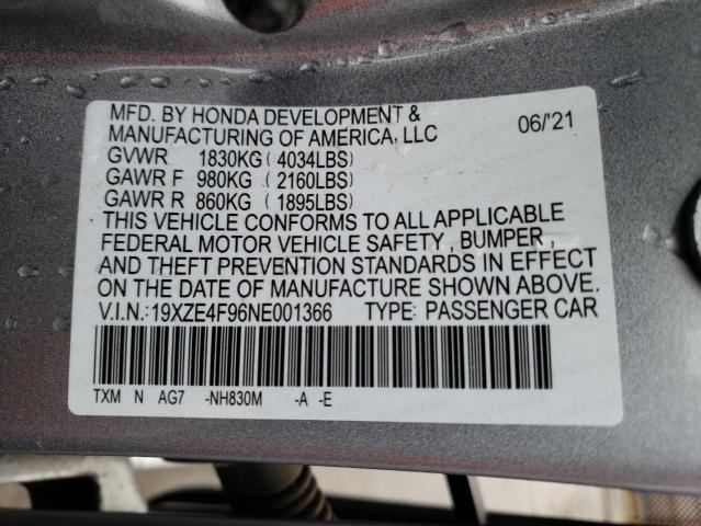 2022 HONDA INSIGHT TO 19XZE4F96NE001366
