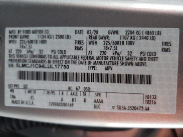 2020 LINCOLN CORSAIR 5LMCJ1C94LUL17750